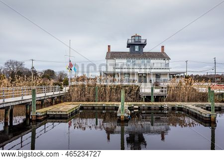 Tucker's Island Beach Replica Lighthouse In Tuckerton New Jersey At The Seaport On Lake Pohatong