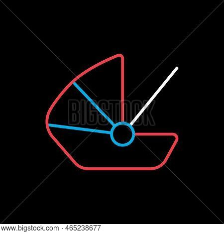 Carrycot Baby Isolated Vector On Black Background Icon. Graph Symbol For Children And Newborn Babies