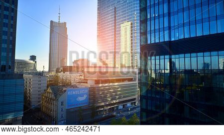 Warsaw, Poland. 6 November 2022. Skyscrapers In The Financial District Of Downtown Warsaw.
