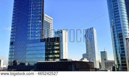 Warsaw, Poland. 6 November 2022. Skyscrapers In The Financial District Of Downtown Warsaw.