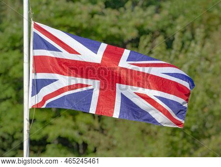 Union Jack Or Uk Flag At Half Staff