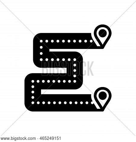 Black Solid Icon For Journey Travel Trip Trek Iteration Drive Jaunt Map Route Location Navigation St