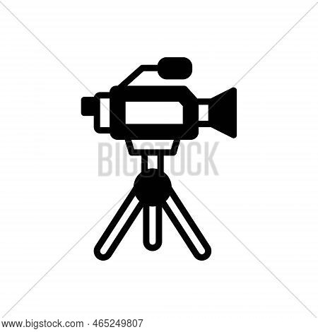 Black Solid Icon For Documentary Broadcast Film Cinema Documentaries Filmmaking Videographer Camera 