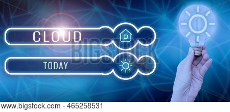 Sign Displaying Cloud. Business Approach Running Workloads Remotely Over Internet In Commercial Prov
