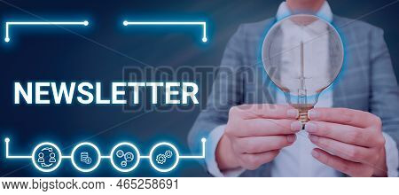 Handwriting Text Newsletter. Business Showcase The Bulletin Was Given To Members Of A Company Regula