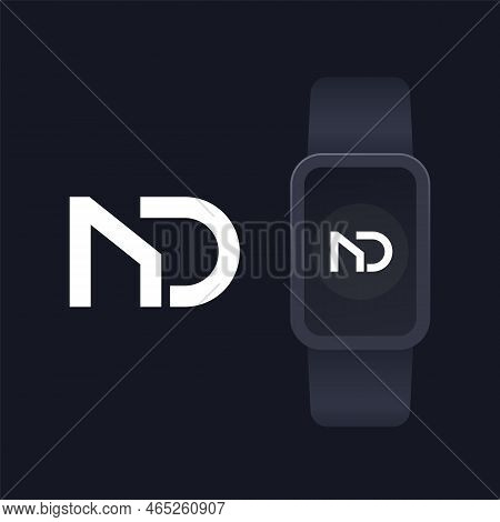 Nd Monogram, Letters, Logo Design With Smart Watch
