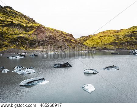Glacier Lagoon Bay With Rocks Of Ice