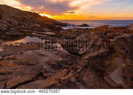 Sunset On The Coast Of Mount Jaizkibel In The Town Of Fuenterrabia, Basque Country