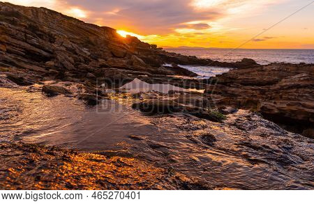 Sunset On The Coast Of Mount Jaizkibel In The Town Of Fuenterrabia, Basque Country