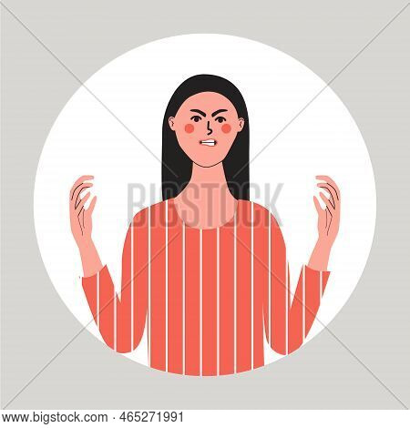 Angry Rage Young Woman, Irritability Concept. Human Negative Emotion. Female Feeling Furious Aggresi