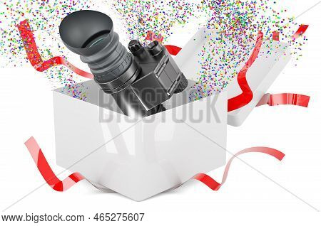 Night Vision Monocular Inside Gift Box, Present Concept. 3d Rendering Isolated On White Background