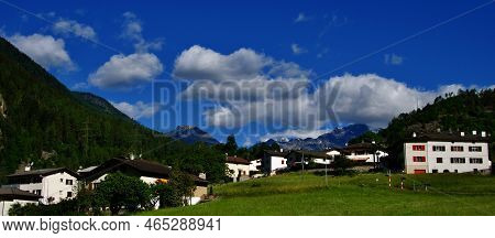 Beautiful Town In Brusio Among The Alpine Ranges In Switzerland