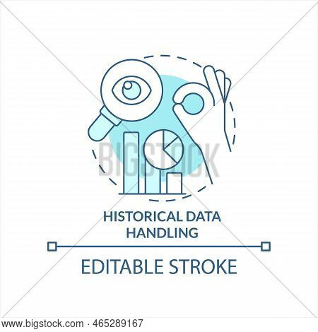 Historical Data Handling Turquoise Concept Icon. Research Working Process Abstract Idea Thin Line Il