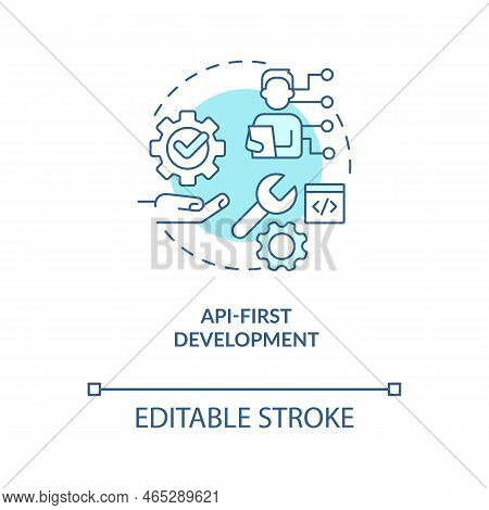 Api First Development Turquoise Concept Icon. Software Platform. Web Industry Trend Abstract Idea Th