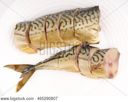 Cold Smoked Chopped Fish On A White Plate
