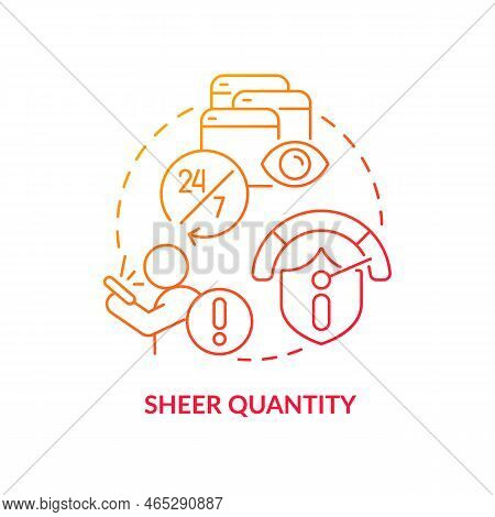 Sheer Quantity Red Gradient Concept Icon. Infoxication Issue. Media Fatigue. Absorb Too Much Informa