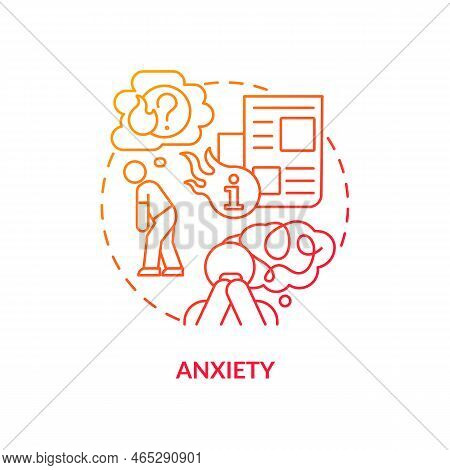 Anxiety Red Gradient Concept Icon. Infoxication Issue. Media Fatigue. Absorb Too Much Information Ab