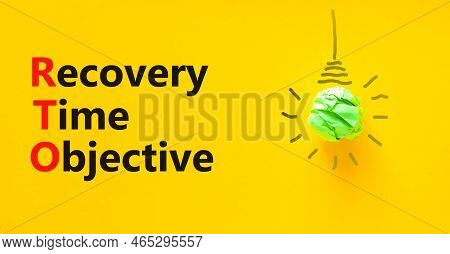 Rto Recovery Time Objective Symbol. Concept Words Rto Recovery Time Objective On A Beautiful Yellow 