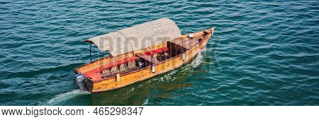 Banner, Long Format National Park Skadar Lake. Montenegro. Skadar Lake. Dawn. View From Above. The L