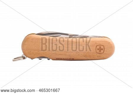 Budapest, Hungary - Circa 2017: Wenger Swiss Knife Isolated On White Background. Wenger Is One Of Th