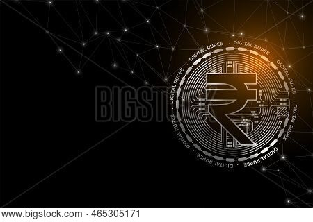 Futuristic Digital Rupee Money Concept Background Vector