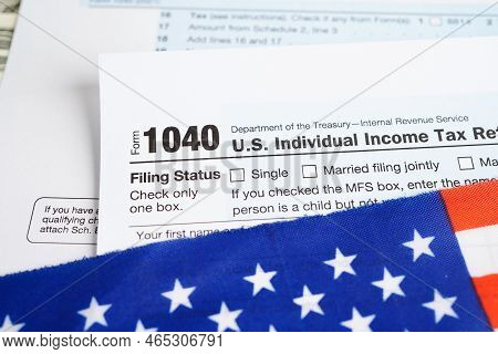 Tax Form 1040 U.s. Individual Income Tax Return, Business Finance Concept.