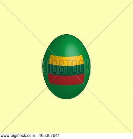 Easter Egg In The Colors Of The Lithuanian Flag. Lithuania Flag. Easter Chicken Egg. Christian Relig