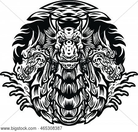 Silhouette Dragon Hydra Character Mascot Vector Illustrations For Your Work Logo, Merchandise T-shir