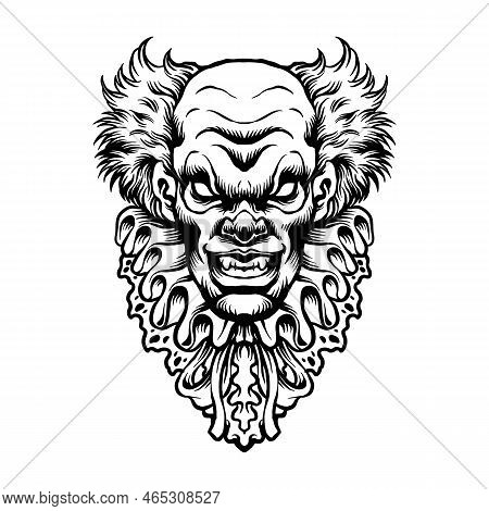 Scary Clown Silhouette Clipart Vector Illustrations For Your Work Logo, Merchandise T-shirt, Sticker