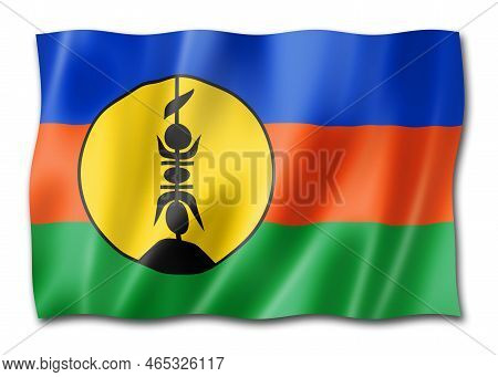 Flnks Kanak Ethnic Flag, New Caledonia. 3d Illustration