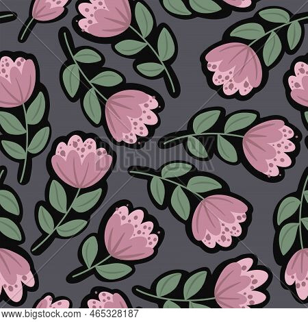 Seamless Pattern With Art Flowers. Beauty Floral