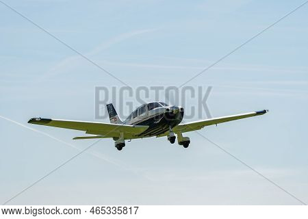 Lommis, Switzerland, May 11, 2022 Piper Pa28-181 Archer Iii Propeller Plane Is Departing From A Smal