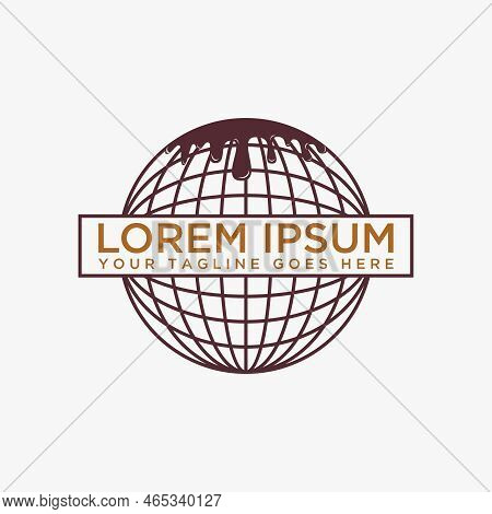Simple And Unique Line Globe For Emblem Or Background With Water Oil Drop Image Graphic Icon Logo De