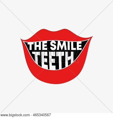 Simple And Unique Letter Or Word The Smile Teeth Font With Mouth Lips And Tooth Image Graphic Icon L