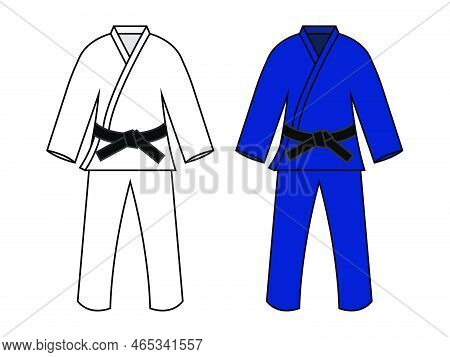 Judo Uniform Set Pictogram Vector Illustration On A White Background
