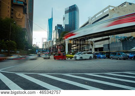 Kuala Lumpur, Malaysia - October 23, 2022: On A Street Corner In The Malaysian Capital. New Second T