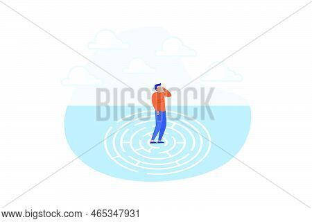 Business Trouble, Difficulty Or Challenge, Solving Hard Or Complex Problem, Finding Solution, Lost O