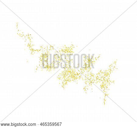 Zigzag, Squiggle Plume Golden Abstract Grainy Texture, Crumbs For Background Or Backdrop. Gold Dust.