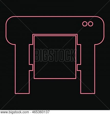 Neon Plotter Red Color Vector Illustration Image Flat Style Light