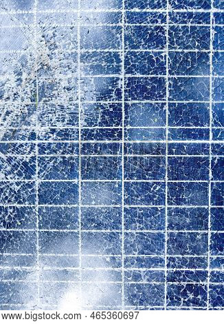 Texture Of Broken Destroyed Solar Panel On The Ground.