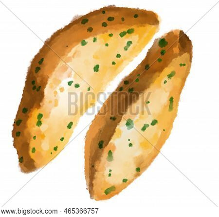 Fries Potato Wedge Thick Cut Deep Fried Patatoes Watercolor Painting Illustration Art