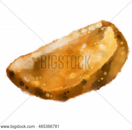 Fries Potato Wedge Thick Cut Deep Fried Patatoes Watercolor Painting Illustration Art