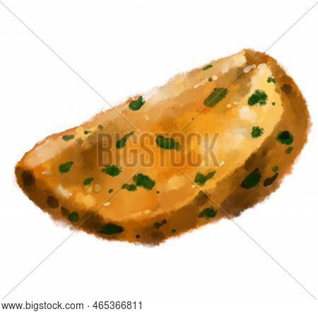 Fries Potato Wedge Thick Cut Deep Fried Patatoes Watercolor Painting Illustration Art