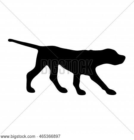 Foxhound. Black Silhouette Of A Dog On A White Background. Vector Illustration