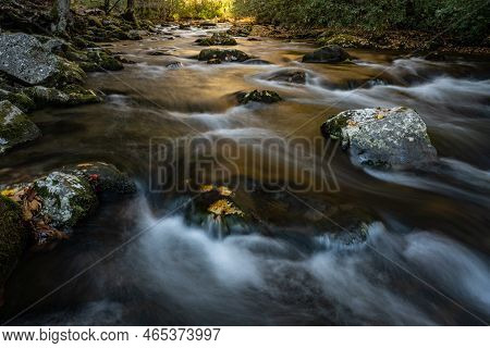 Rocks And Water In Oconaluftee River In Great Smoky Mountains National Park