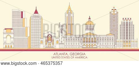 Cartoon Skyline Panorama Of Atlanta, Georgia, United States - Vector Illustration
