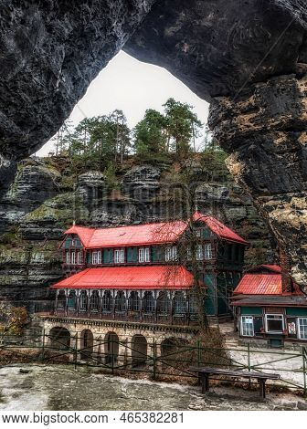 Tourist Attraction Pravcicka Brana In  Bohemian Switzerland National Park In Czech Republic