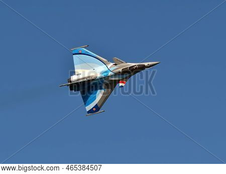 Gdynia, Poland - August 22, 2021: Flight Of The French Air Force Dassault Rafale Fighter Plane At Th