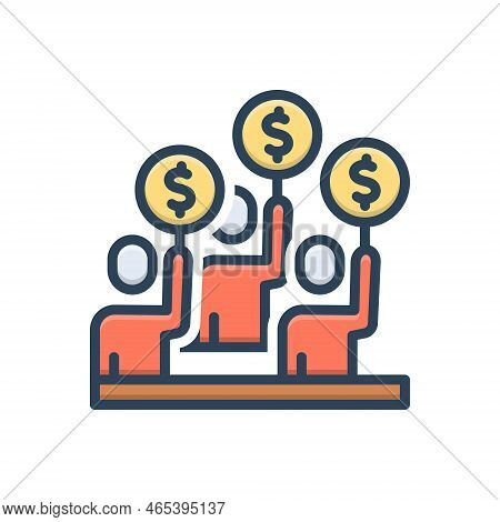 Color Illustration Icon For Bidding Auction Valuable Bidding-procedure Bidder Bids Gavel Authority