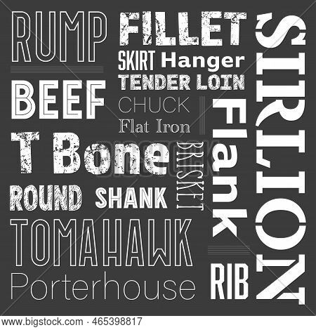 Beef Steak Cuts Vector Chalkboard Style Menu